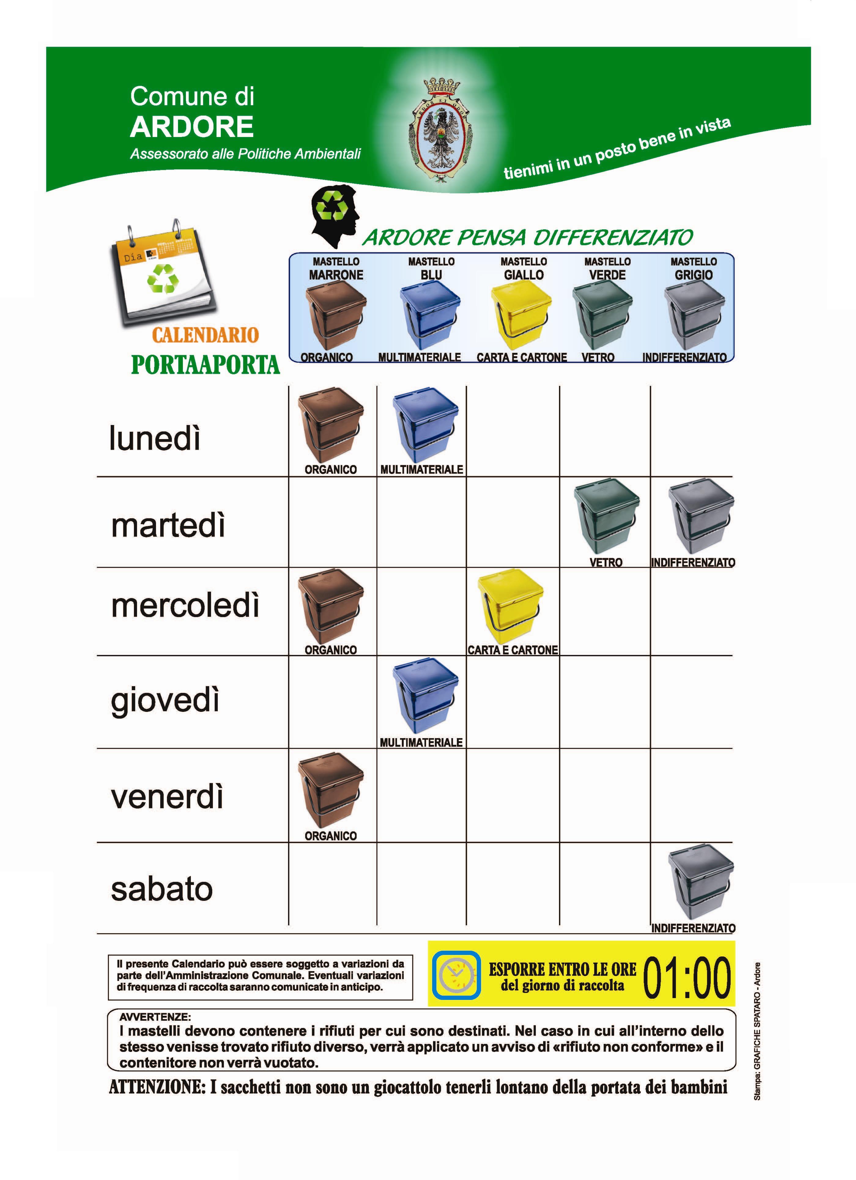 calendario differenziata